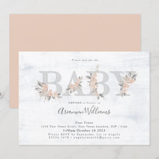 Blush bouquet roze Baby shower Uitnodiging