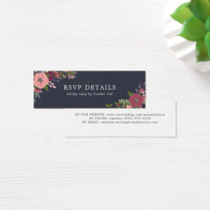 Blush & Bourgogne Bloemen - RSVP details Mini Visitekaartjes