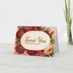 Blush Bourgogne Bloemen Waterverf bruiloft Bedankkaart