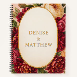Blush Bourgogne Bloemen Waterverf bruiloft Notitieboek