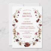 Blush Bourgogne Bruids Douche Uitnodiging (Voorkant)