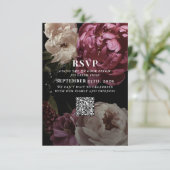 Blush Bourgogne bruiloft QR Code Gelieve RSVP te b Kaartje (Staand voorkant)