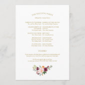 Blush Bourgogne Floral Programme de mariage Or (Dos)