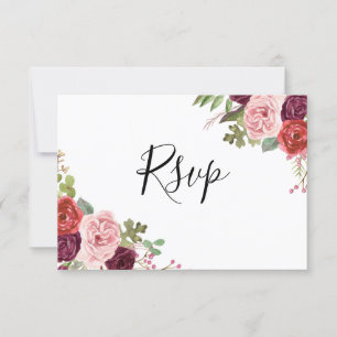 Blush & Bourgogne Flowers Alle keren RSVP Kaartje