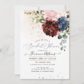 Blush Bourgogne Navy Waterverf Rozen Kaart (Voorkant)