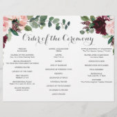 Blush Bourgogne Tri-Fold Wedding Programme Flyer (Achterkant)