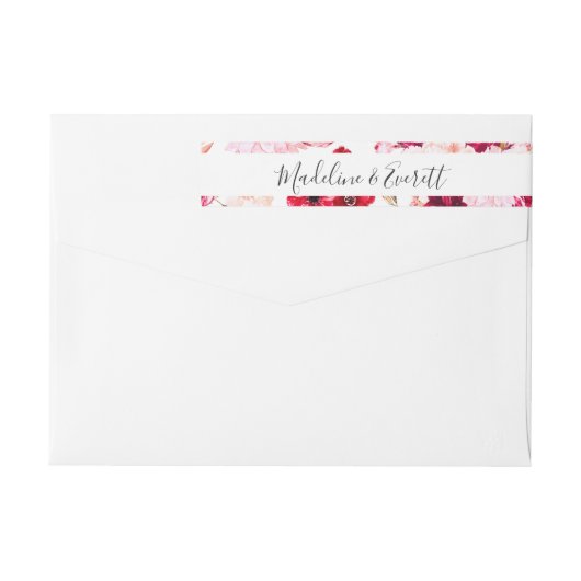 Blush Bourgogne Waterverf Floral Monogram Bruiloft (Achterkant)