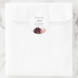Blush Bourgondië Favor Stickers Envelope Seals