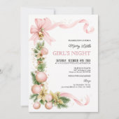 Blush Bow Ornament Christmas Party Invitation (Devant)
