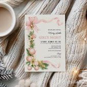 Blush Bow Ornament Christmas Party Invitation