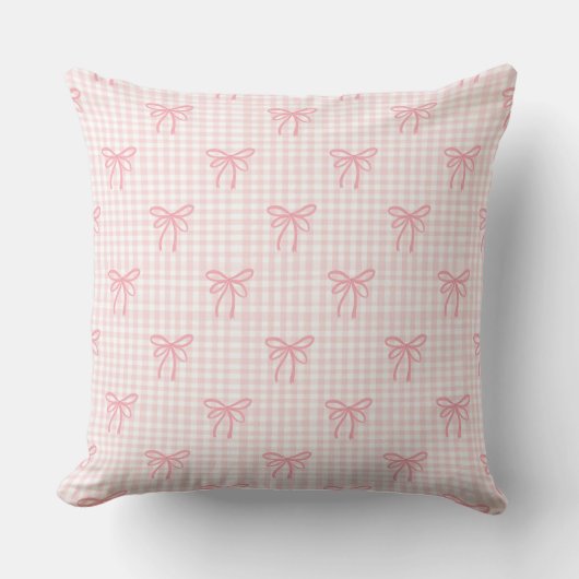 Blush Bows & Gingham Glow Kussen (Voorkant)