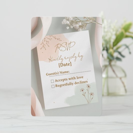 Blush & Breeze - Carte RSVP romantique moderne (Debout devant)