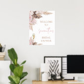 Blush Brown Floral Boho Vrijgezellenfeest Welkomst Poster (Thuiskantoor)