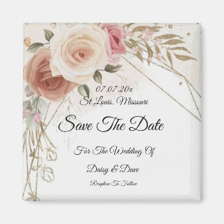 Blush Brown redt de Date Magnet-uitnodiging Magneet