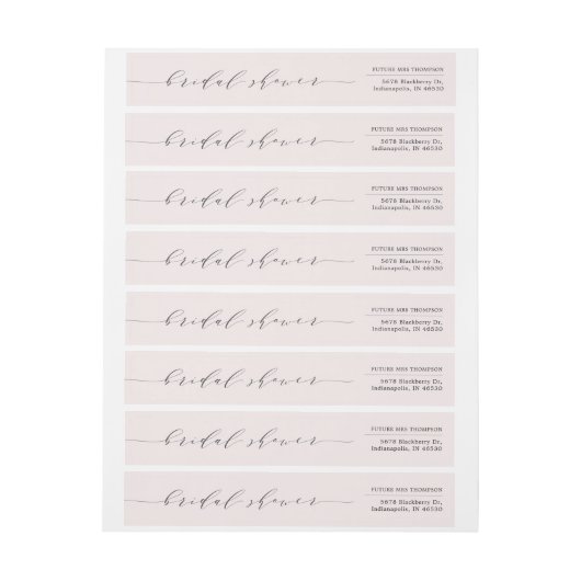 Blush Bruiloft Uitnodiging Wrap Around Adres Etike (Vel)