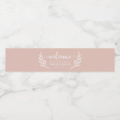 Blush bruiloft weekend welkomsttas waterfles etiket (Enkel label)