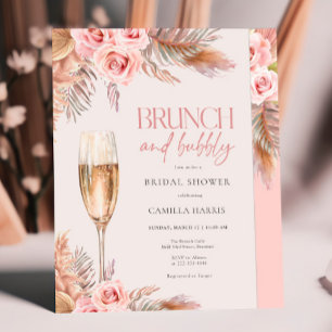 Blush Brunch en Bubbly Pampas Grass Vrijgezellenfe Kaart