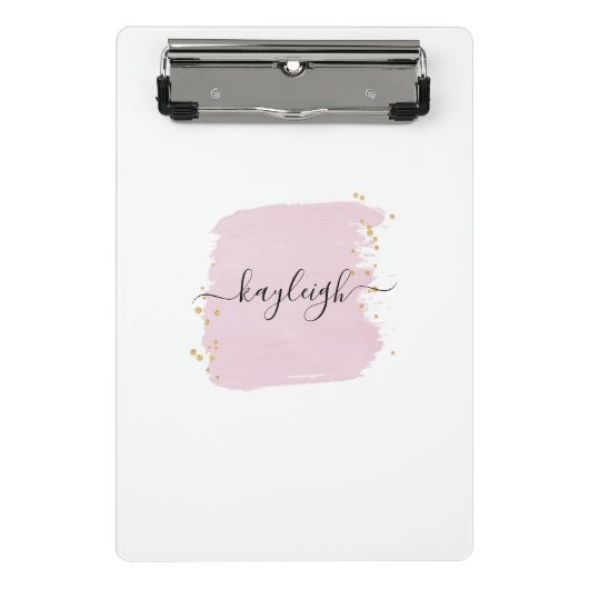 Blush Brush Stroke Gold Stippen Mini Klembord (Voorkant)