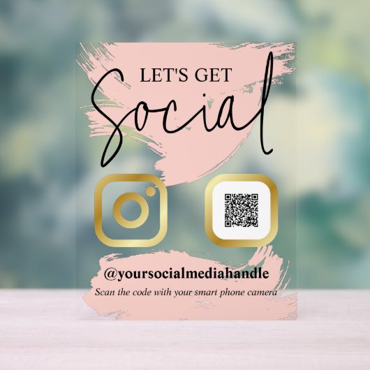 Blush Brushstrokes Faux Gold Obtenons Social (Neutre)