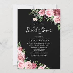 Blush & Burgundy Black Floral Vrijgezellenfeest In Kaart