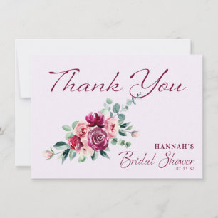 Blush Burgundy Bloemencake Bruidsdouche Bedankkaart