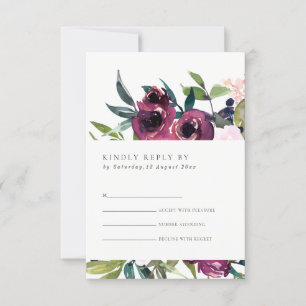 BLUSH BURGUNDY FLORAL BUNCH WATERVERF RSVP KAARTJE