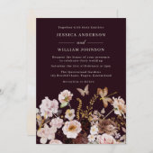 Blush & Burgundy Floral Butterflies Fall Wedding Kaart (Voorkant / Achterkant)