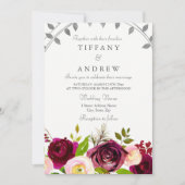 Blush & Burgundy Floral Faire-part de mariage (Devant)