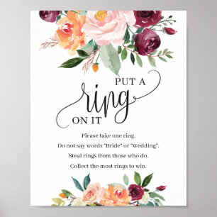Blush burgundy marigold zette een ring op het bord poster