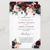 BLUSH BURGUNDY NAVY WATERVERF FLOWERS (Voorkant / Achterkant)