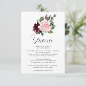 Blush Burgundy Wedding Details Kaart (Staand voorkant)