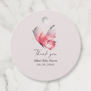Blush Butterfly Baby shower Favor Tag Bedankjes Labels