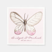 Blush Butterfly Gepersonaliseerde Trouwpapier Serv Servetten (Voorkant)