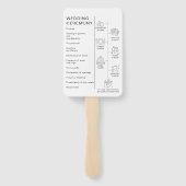 Blush Calligrafie Pictogrammen Weddenprogramma Handwaaier (Achterkant)