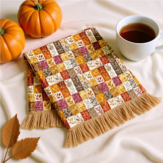 Blush & Caramel Herfst Bloemengrid  Fleece Deken