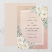 Blush Celadon Eucalyptus Bruiloft Kaart (Voorkant / Achterkant)