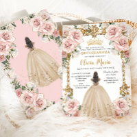  Blush Champagne Bloemen Jurk Quinceanera