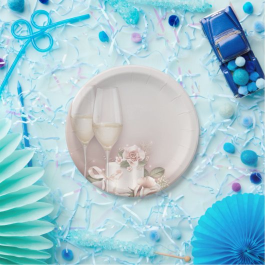 Blush Champagne en Taart Papieren Bordje (Feest)