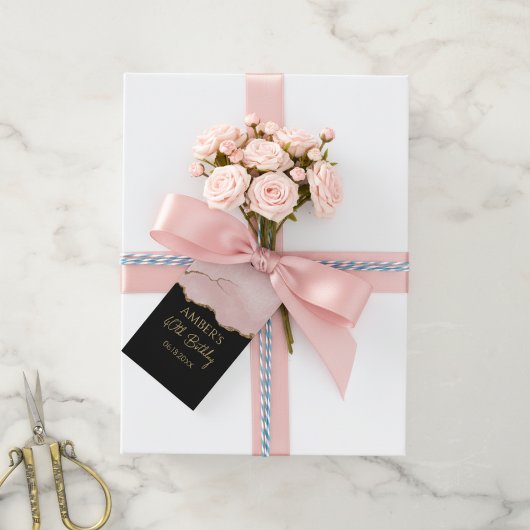 Blush Champagne Goud Glitter Abstract Waterverf Cadeaulabel