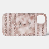 Blush Champagne Pink Glitter Glam Stripes Case-Mate iPhone Case (Achterkant (horizontaal))