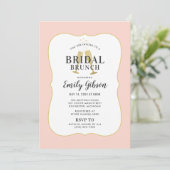 Blush Champagne Toast met Stripes Bridal Brunch Kaart (Staand voorkant)