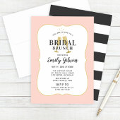 Blush Champagne Toast met Stripes Bridal Brunch Kaart
