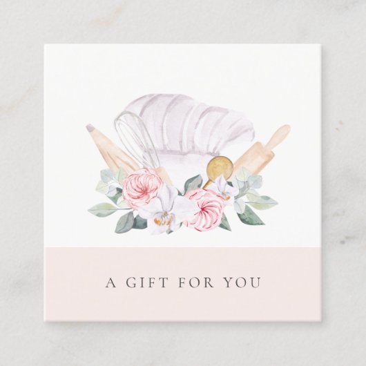 Blush Chef Pet Catering Floral Gift Certificate Vierkante Visitekaartje (Voorkant)