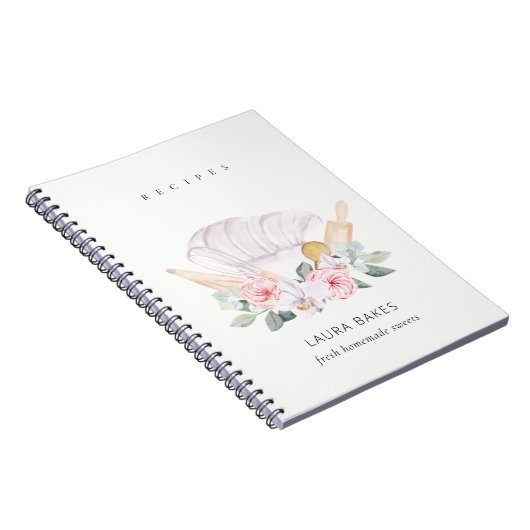 Blush Chef Pet Cookbook Floral Roller Whisk Recipe Notitieboek (Rechterzijde)