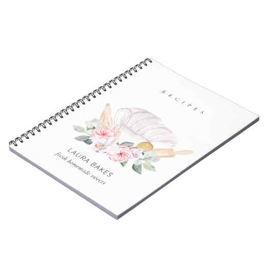 Blush Chef Pet Cookbook Floral Roller Whisk Recipe Notitieboek (Linkerzijde)
