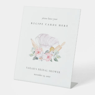 Blush Chef Pet Floral Recipe Card Vrijgezellenfees Reclamebord Met Voetstuk