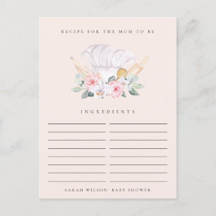 Blush Chef Pet Floral Recipe Request Baby shower Briefkaart