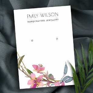 BLUSH CHERRY BLOSSOM FLORAL EARRING DISPLAY LOGO VISITEKAARTJE