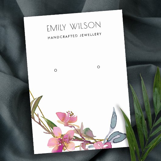 BLUSH CHERRY BLOSSOM FLORAL EARRING DISPLAY LOGO VISITEKAARTJE