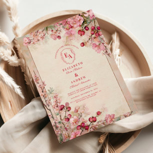 Blush Cherry Blossom Garden Wedding Kaart